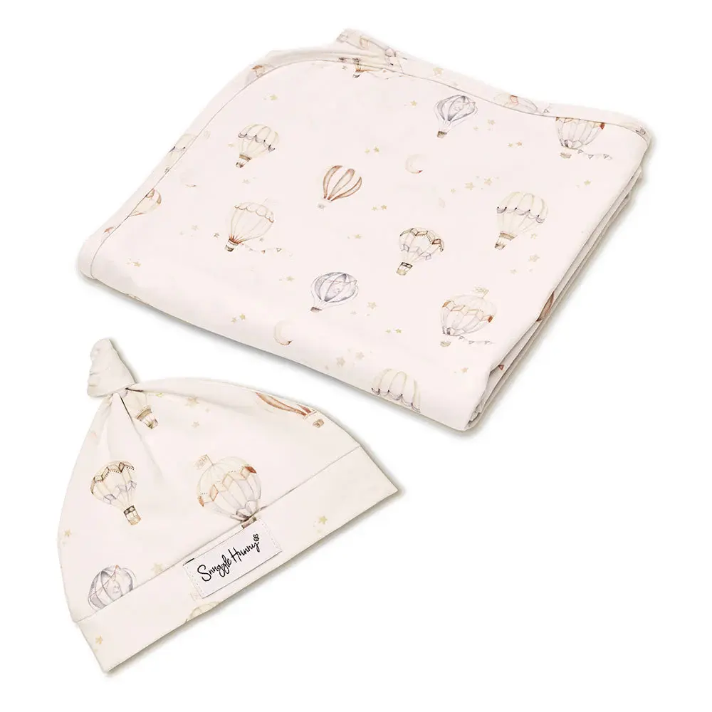 Snuggle Hunny Kids Snuggle Hunny Up & Away Organic Jersey Wrap & Beanie Set