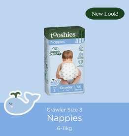Tooshies Tooshies Organic Bamboo Nappies Size 3 Crawler 6-11kg 44pk