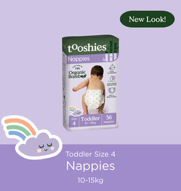 Tooshies Tooshies Organic Bamboo Nappies Size 4 Toddler 10-15kg 36pk