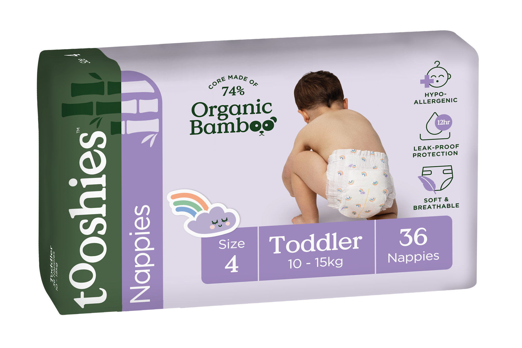 Tooshies Tooshies Organic Bamboo Nappies Size 4 Toddler 10-15kg 36pk