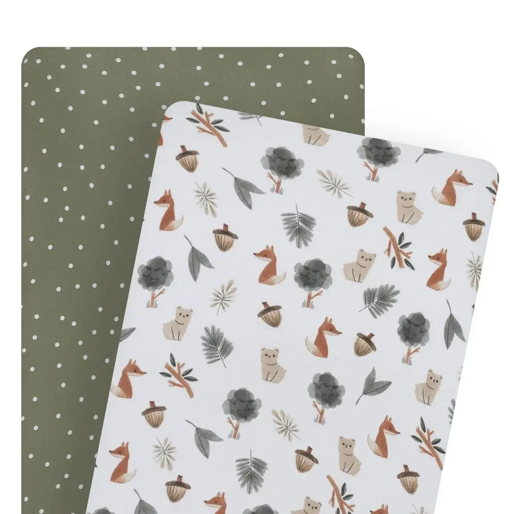 Living Textiles Living Textiles 2-pack Jersey Cradle Fitted Sheet Forest Retreat