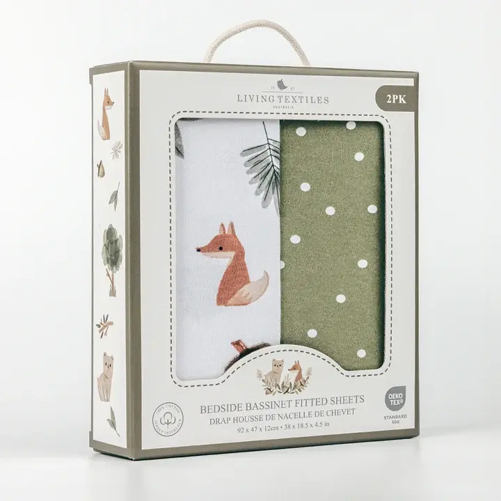 Living Textiles Living Textiles 2-pack Jersey Cradle Fitted Sheet Forest Retreat