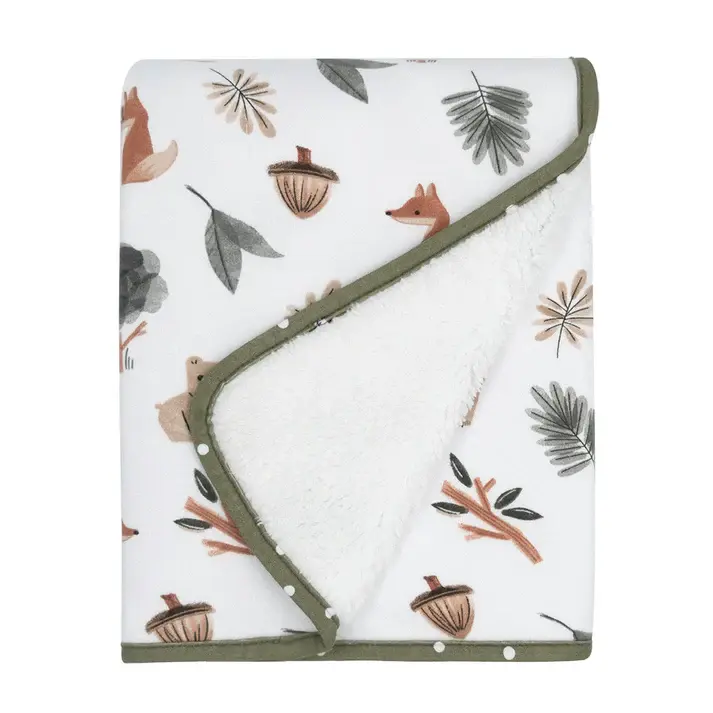 Living Textiles Living Textiles Jersey/Sherpa Pram Blanket Forest Retreat