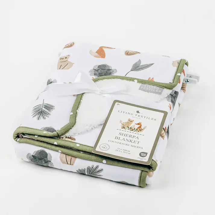 Living Textiles Living Textiles Jersey/Sherpa Pram Blanket Forest Retreat