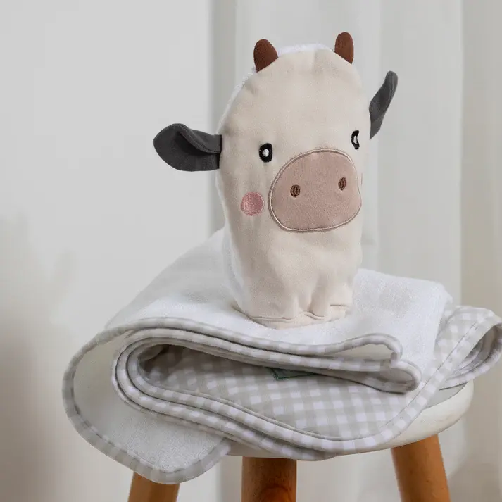 Living Textiles Living Textiles Bath Mitt - Tractor Ride/Cow