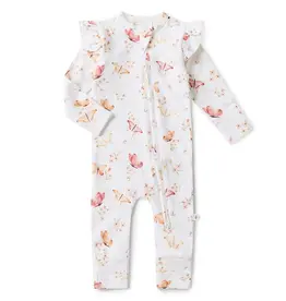 Snuggle Hunny Kids Snuggle Hunny Butterfly Organic Snugglesuit Convertible Romper with frill