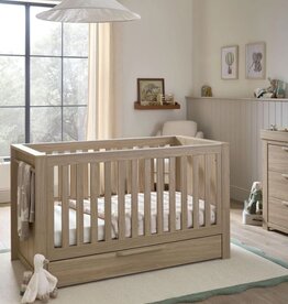 Mamas & Papas Mamas & Papas Franklin Cotbed Set With Essential Spring Cotbed Mattress (4 Pieces) - Light oak