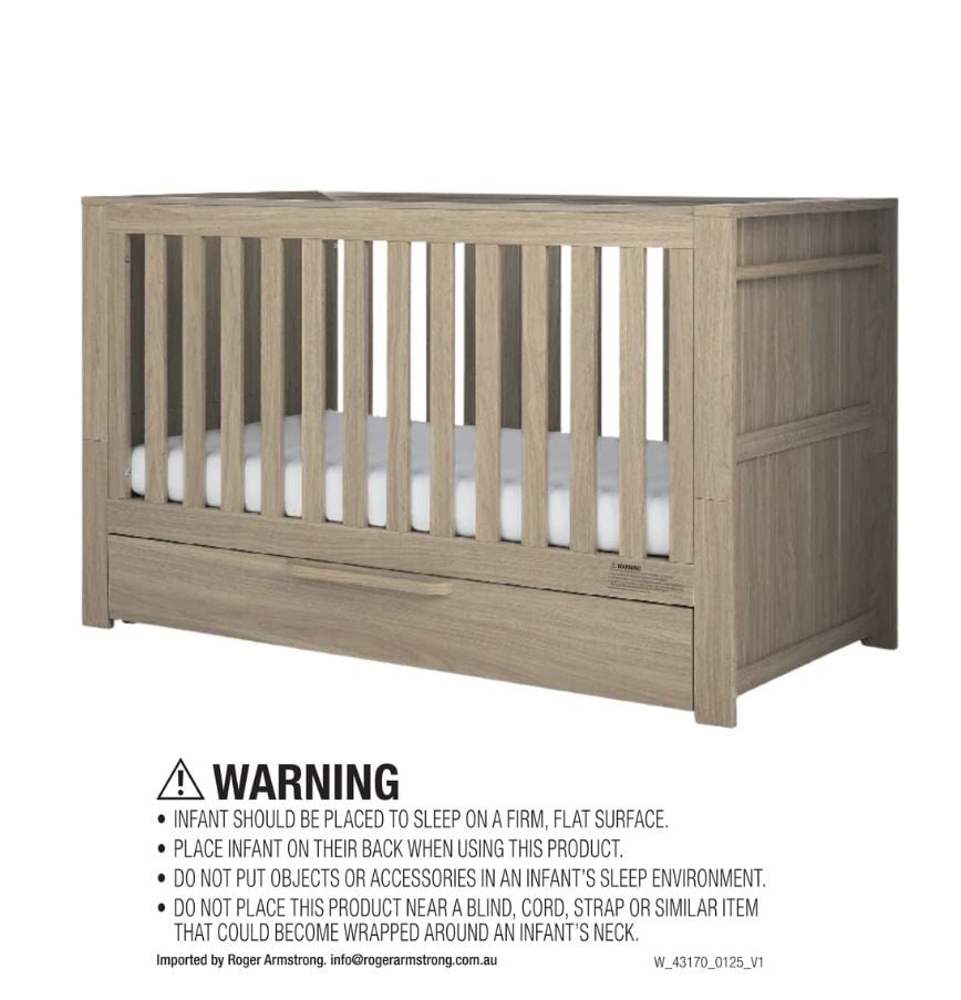Mamas and Papas Mamas & Papas Franklin Cotbed Set With Essential Spring Cotbed Mattress (4 Pieces) - Light oak