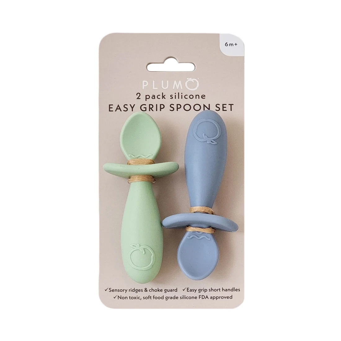 Plum Plum Silicone 2PK Easy Grip Spoon Set