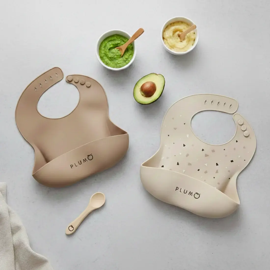 Plum Plum 3 Piece Silicone Bib and Spoon Set