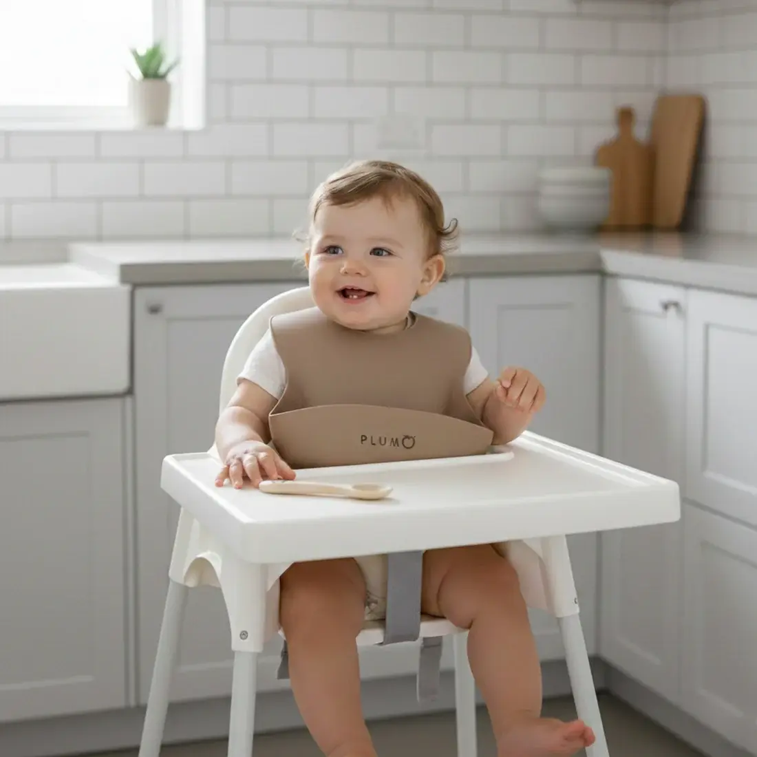 Plum Plum 3 Piece Silicone Bib and Spoon Set