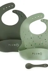 Plum Plum 3 Piece Silicone Bib and Spoon Set