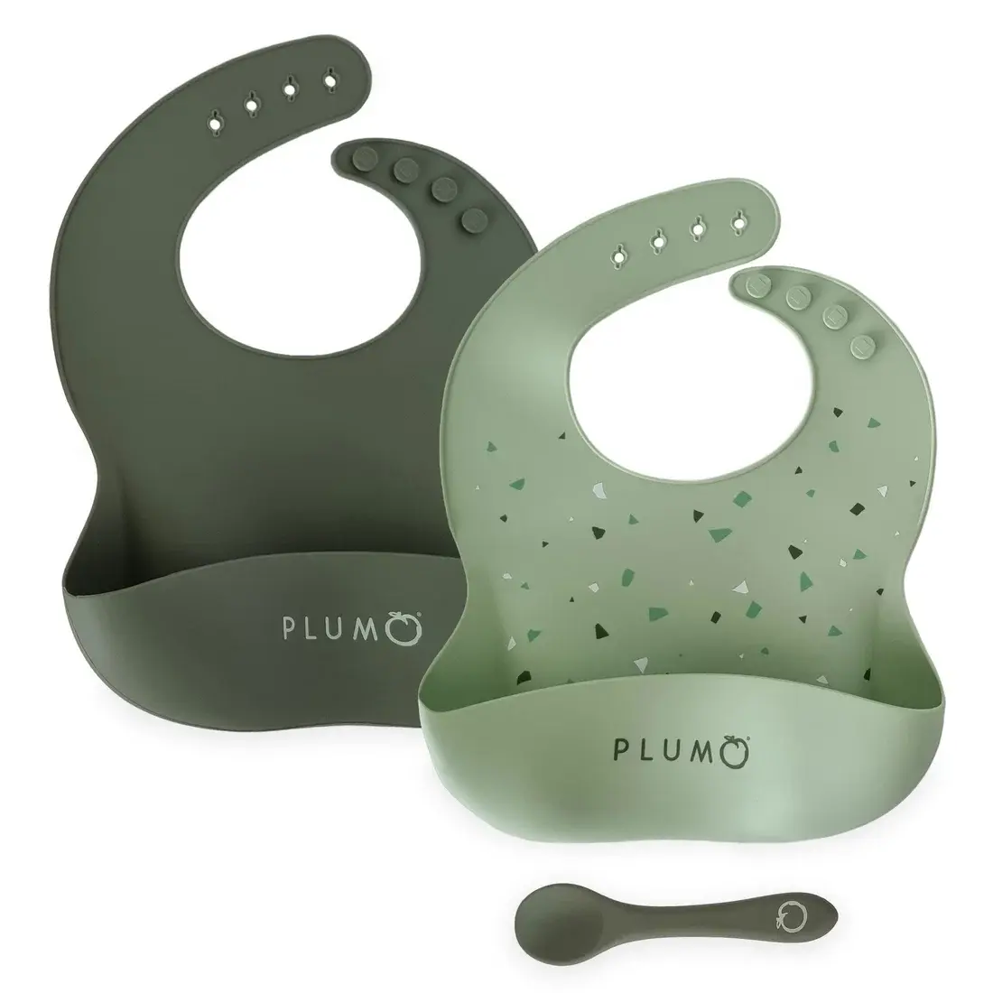 Plum Plum 3 Piece Silicone Bib and Spoon Set