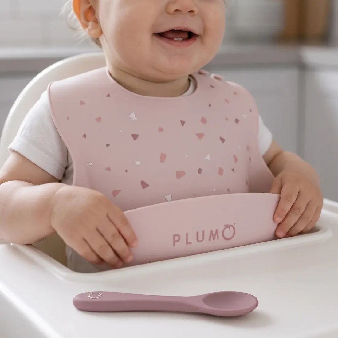 Plum Plum 3 Piece Silicone Bib and Spoon Set