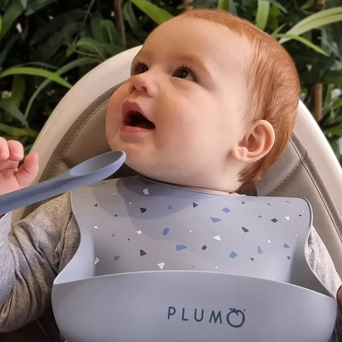Plum Plum 3 Piece Silicone Bib and Spoon Set