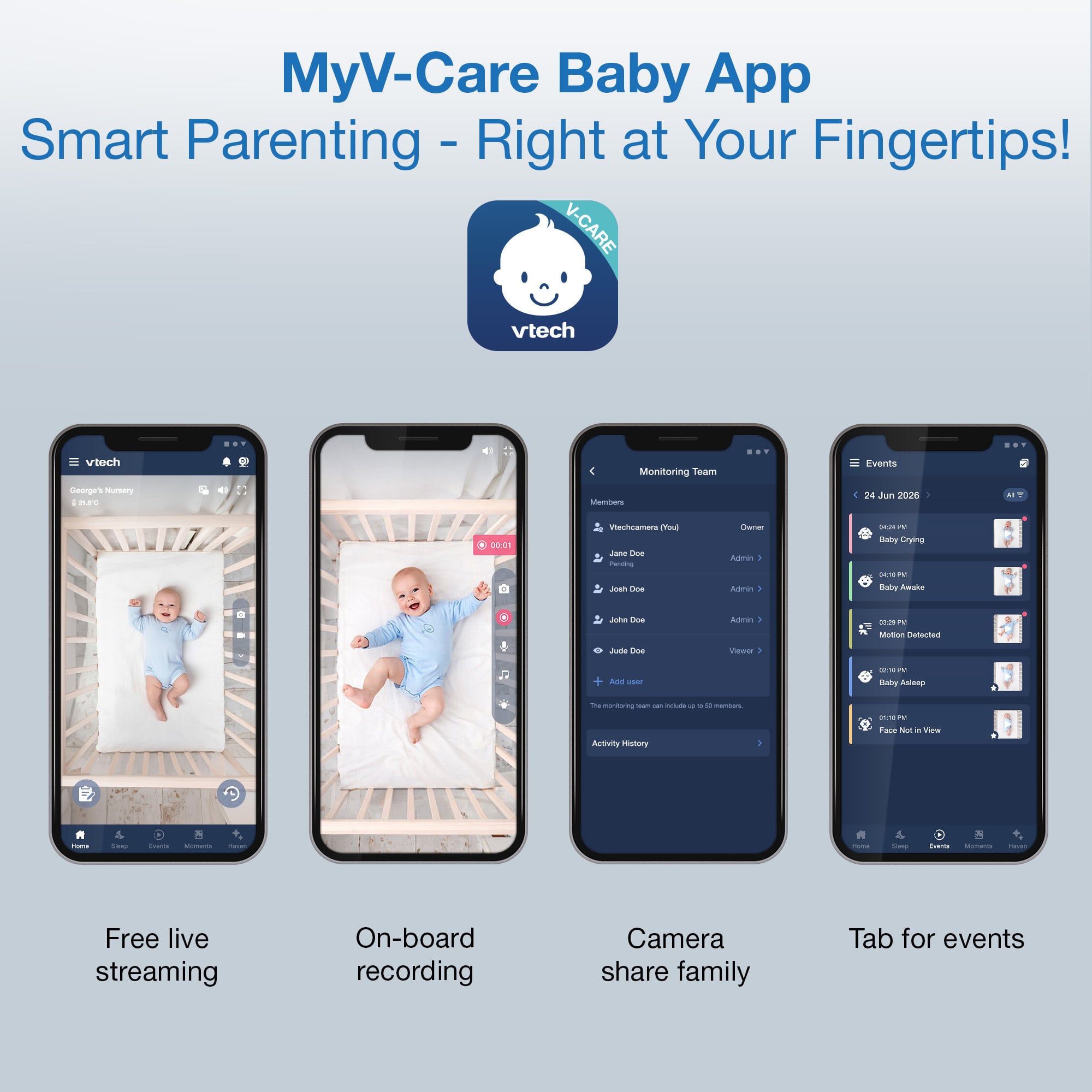 VTech VTech V-Care 2 HD Smart Non-Contact Well-Being Baby Monitor with Remote Access