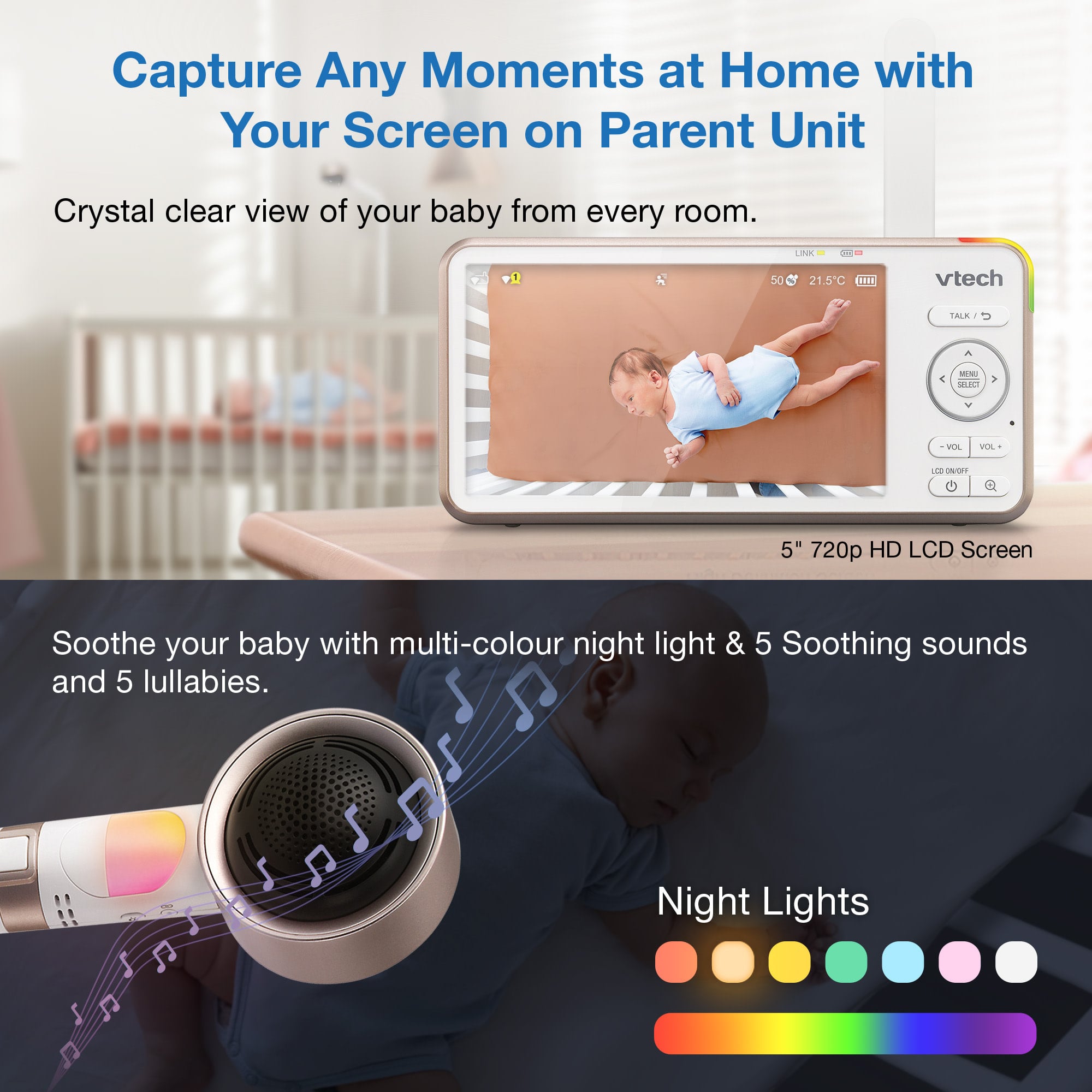 VTech VTech V-Care 2 HD Smart Non-Contact Well-Being Baby Monitor with Remote Access