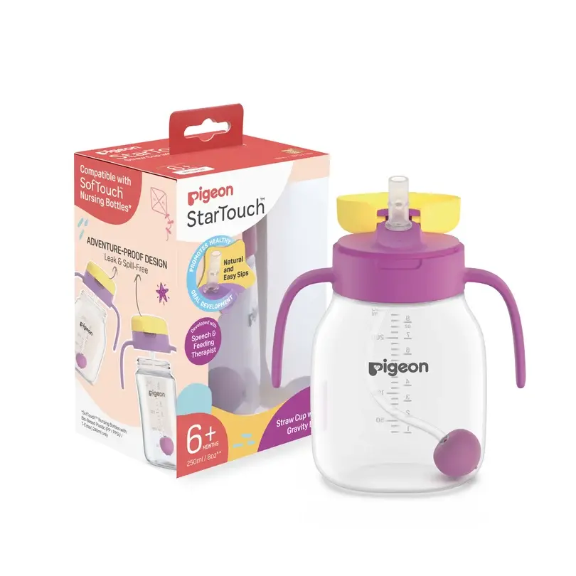 Pigeon StarTouch straw Cup with Gravity Ball 250ml - Berry Blast