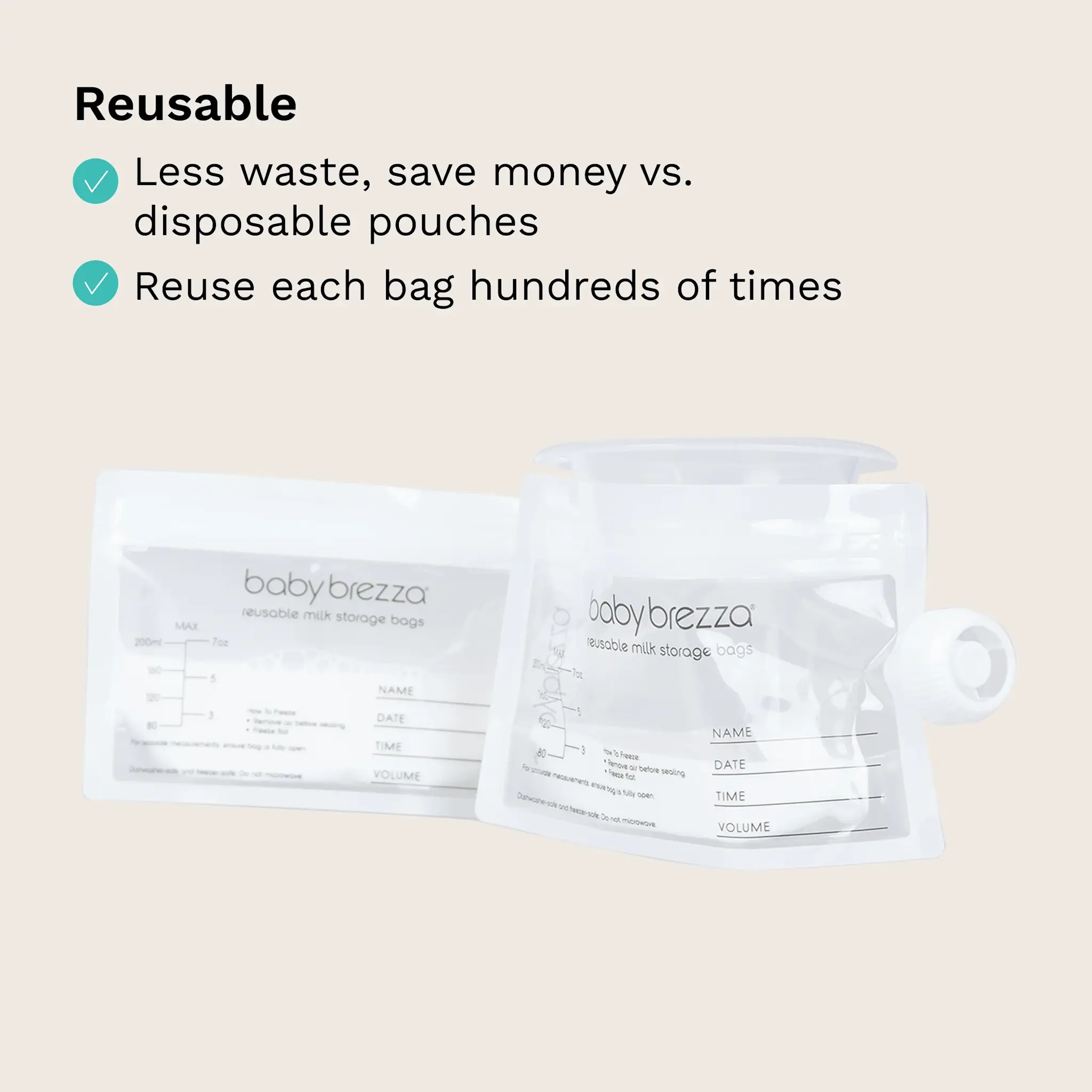 Baby Brezza Baby Brezza Reusable Breast Milk Bags With Funnel - 10pk