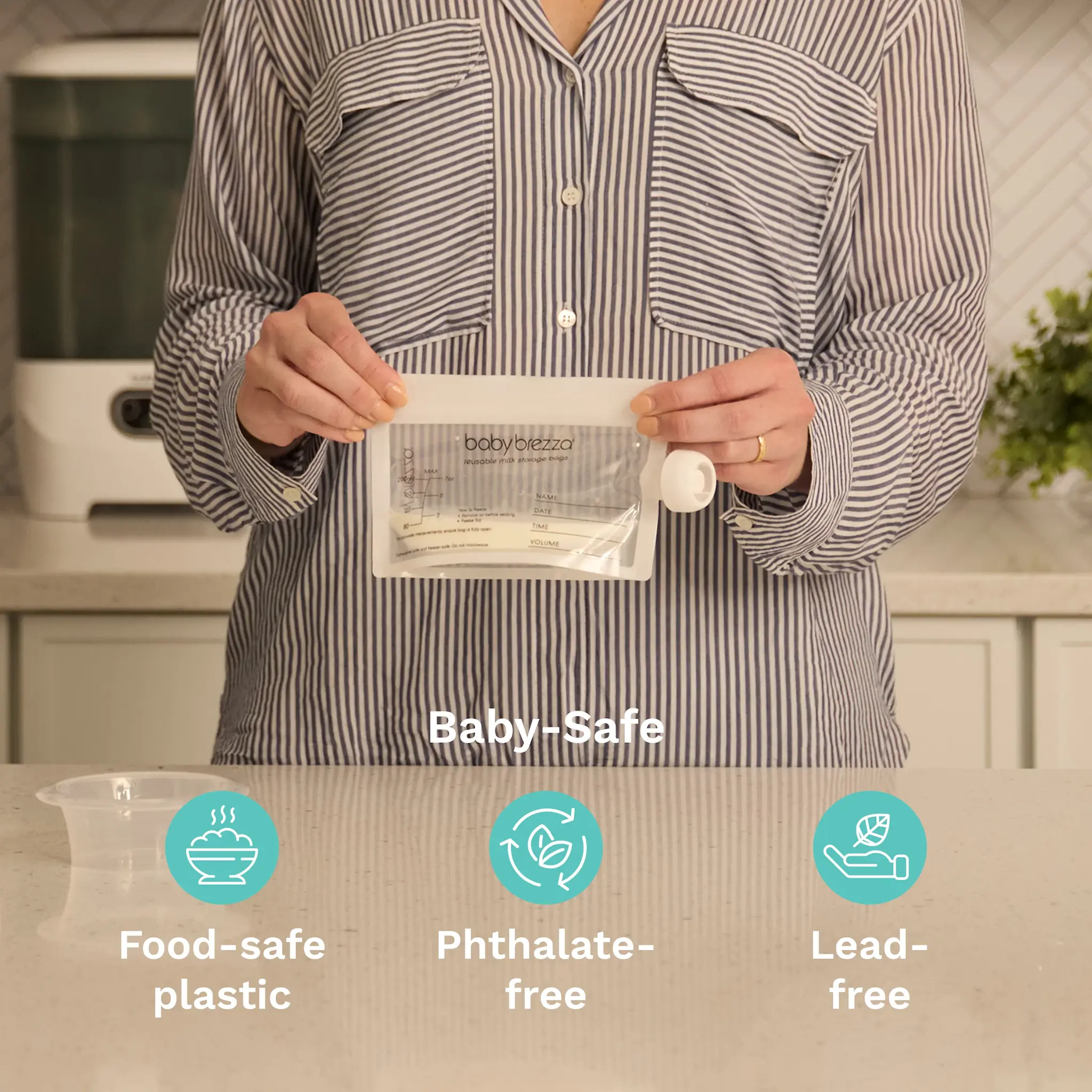 Baby Brezza Baby Brezza Reusable Breast Milk Bags With Funnel - 10pk