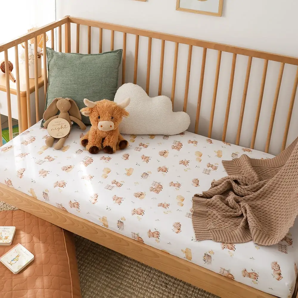 Snuggle Hunny Kids Snuggle Hunny Highland Cows Organic Fitted Cot Sheet