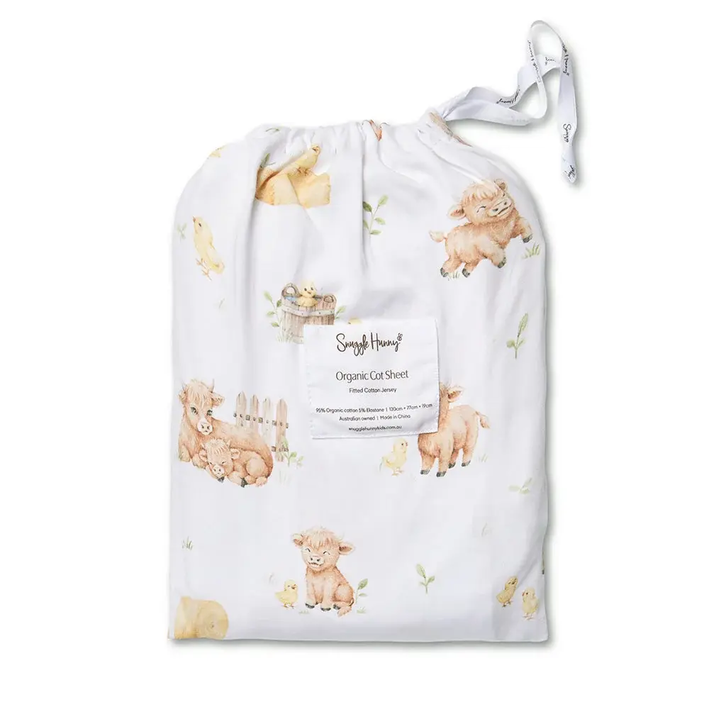 Snuggle Hunny Kids Snuggle Hunny Highland Cows Organic Fitted Cot Sheet