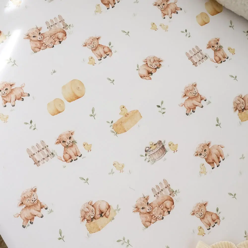 Snuggle Hunny Kids Snuggle Hunny Highland Cows Organic Fitted Cot Sheet