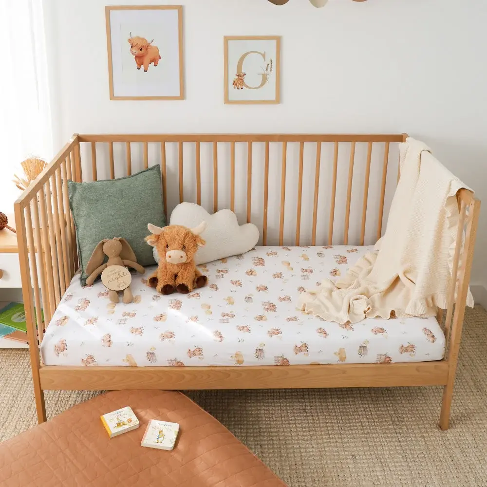 Snuggle Hunny Kids Snuggle Hunny Highland Cows Organic Fitted Cot Sheet