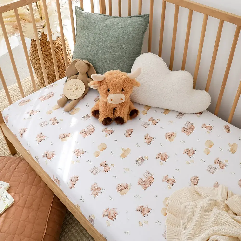 Snuggle Hunny Kids Snuggle Hunny Highland Cows Organic Fitted Cot Sheet