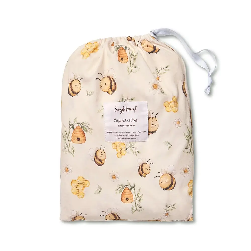 Snuggle Hunny Kids Snuggle Hunny Bumblebees Organic Fitted Cot Sheet