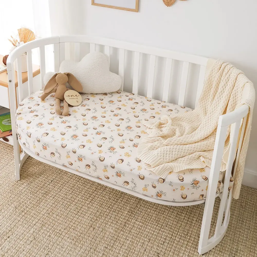 Snuggle Hunny Kids Snuggle Hunny Bumblebees Organic Fitted Cot Sheet
