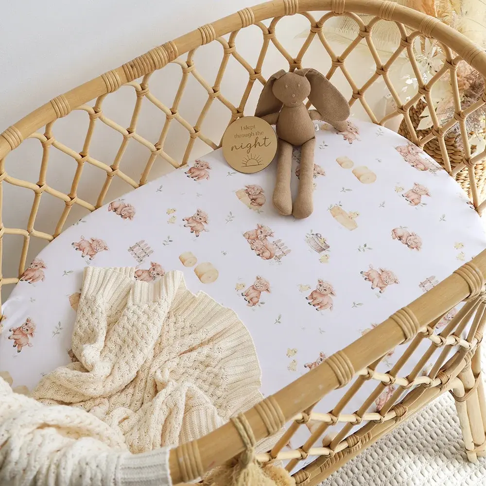 Snuggle Hunny Kids Snuggle Hunny Highland Cows Organic Bassinet Sheet / Change Pad Cover