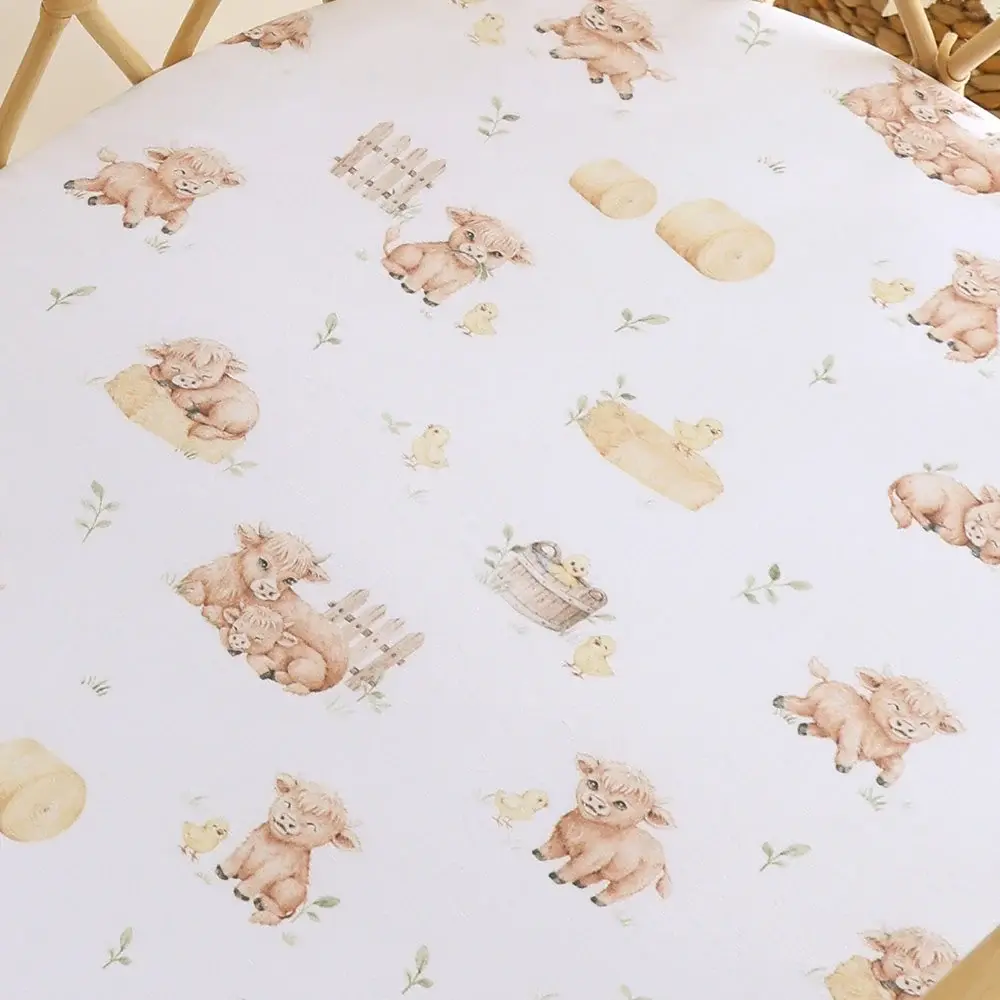 Snuggle Hunny Kids Snuggle Hunny Highland Cows Organic Bassinet Sheet / Change Pad Cover