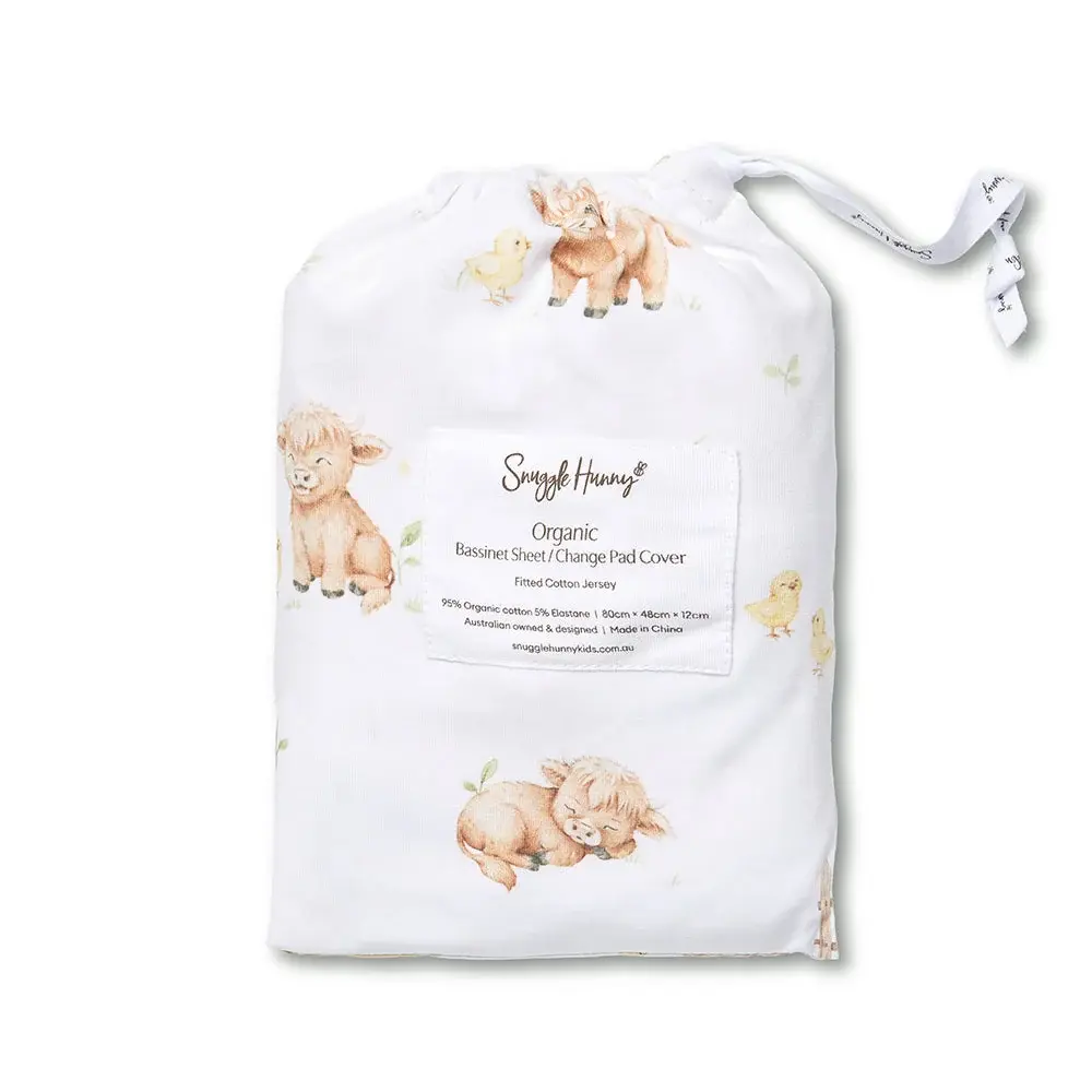 Snuggle Hunny Kids Snuggle Hunny Highland Cows Organic Bassinet Sheet / Change Pad Cover