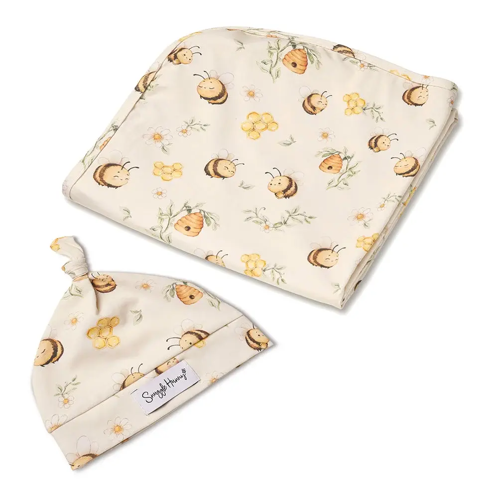 Snuggle Hunny Kids Snuggle Hunny Bumblebees Organic Jersey Wrap & Beanie Set