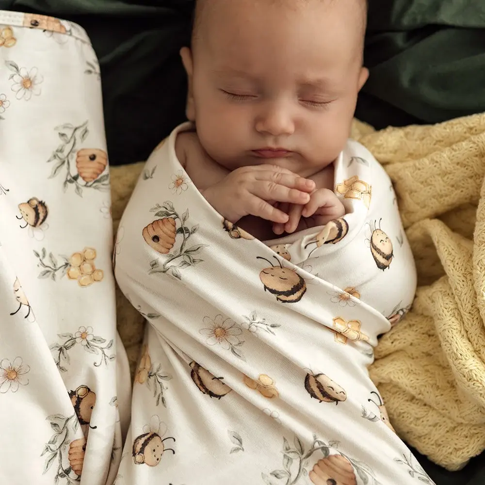 Snuggle Hunny Kids Snuggle Hunny Bumblebees Organic Jersey Wrap & Beanie Set