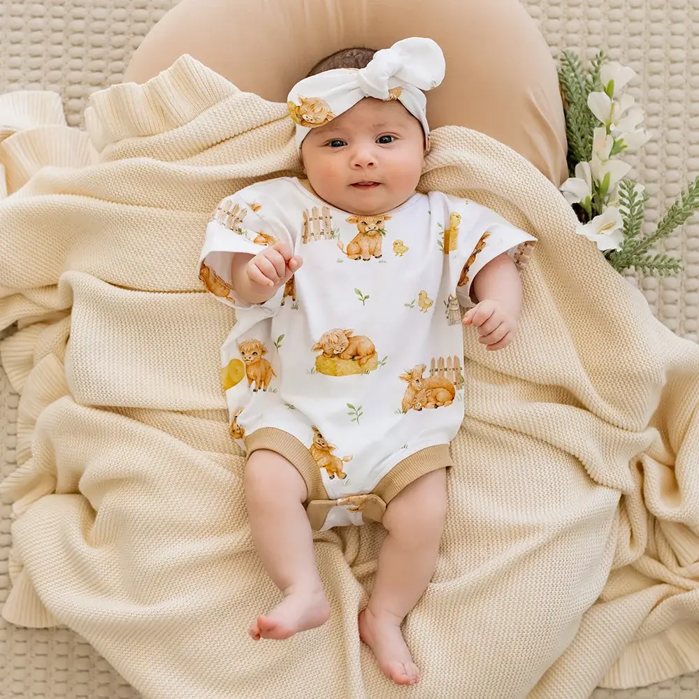 Snuggle Hunny Kids Snuggle Hunny Highland Cows Organic Oversized Romper