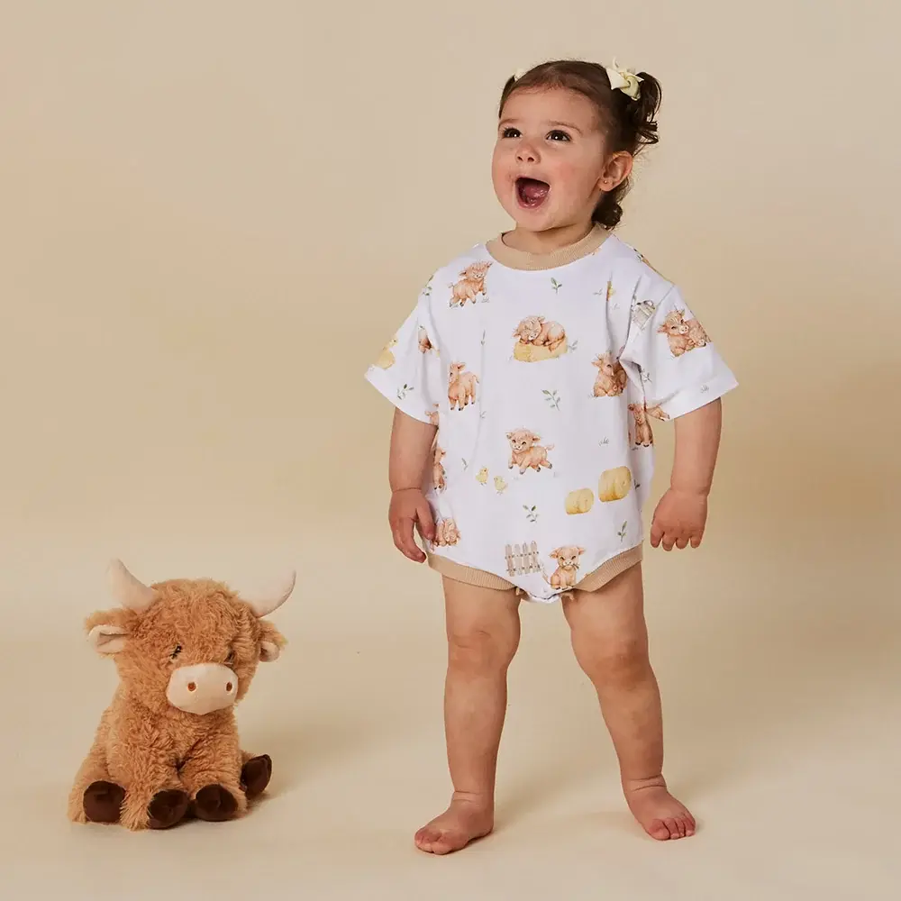 Snuggle Hunny Kids Snuggle Hunny Highland Cows Organic Oversized Romper