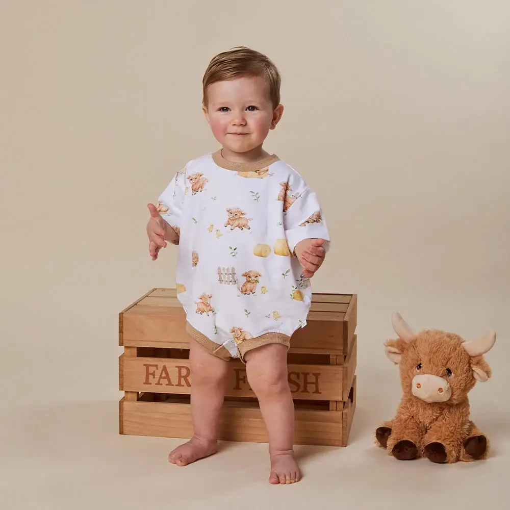 Snuggle Hunny Kids Snuggle Hunny Highland Cows Organic Oversized Romper