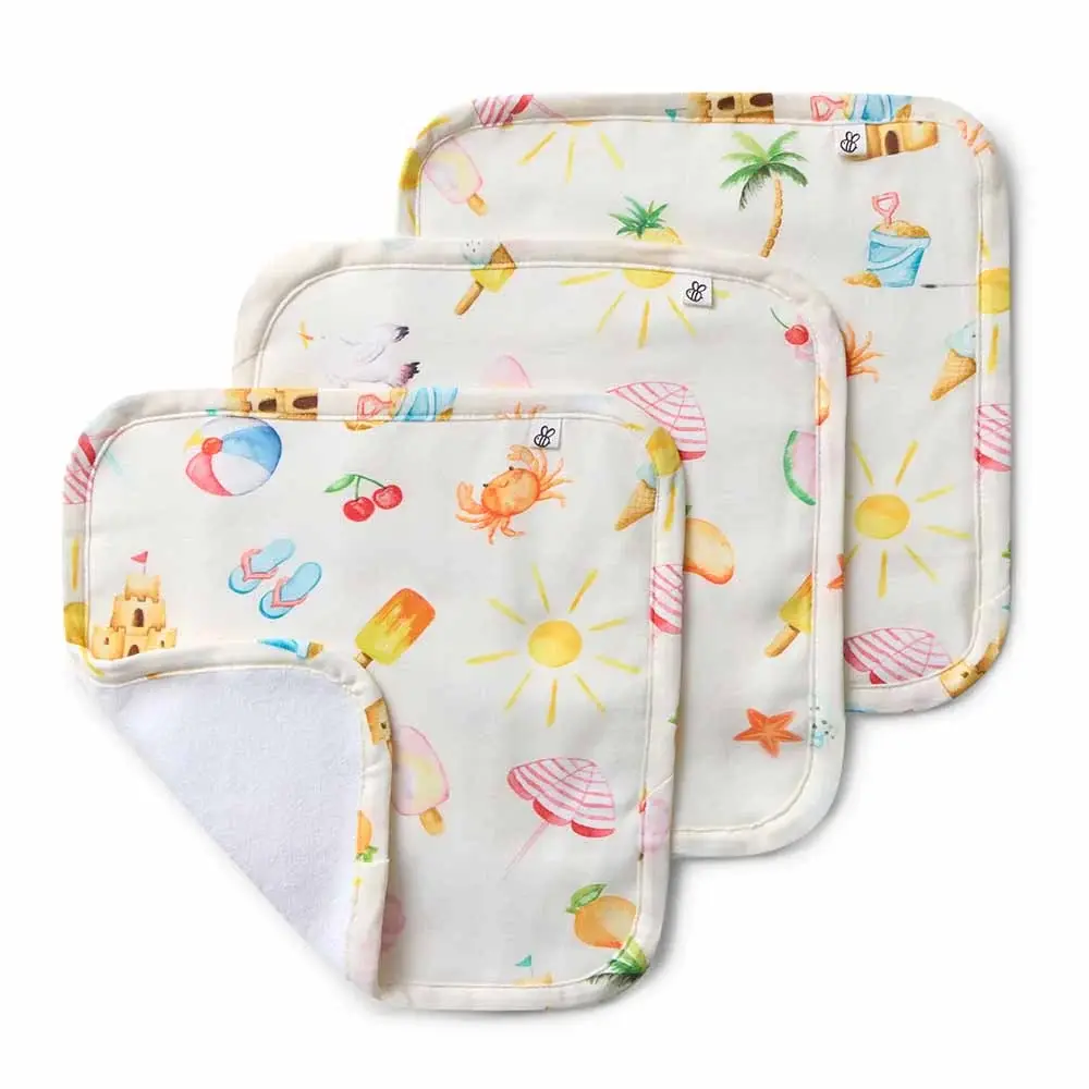 Snuggle Hunny Kids Snuggle Hunny Beach Fun Organic Wash Cloths - 3 Pack
