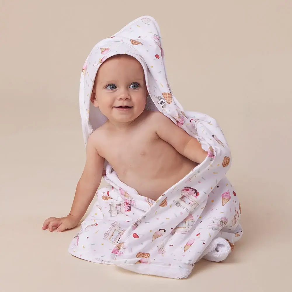 Snuggle Hunny Kids Snuggle Hunny Ice Creams Organic Hooded Baby Towel