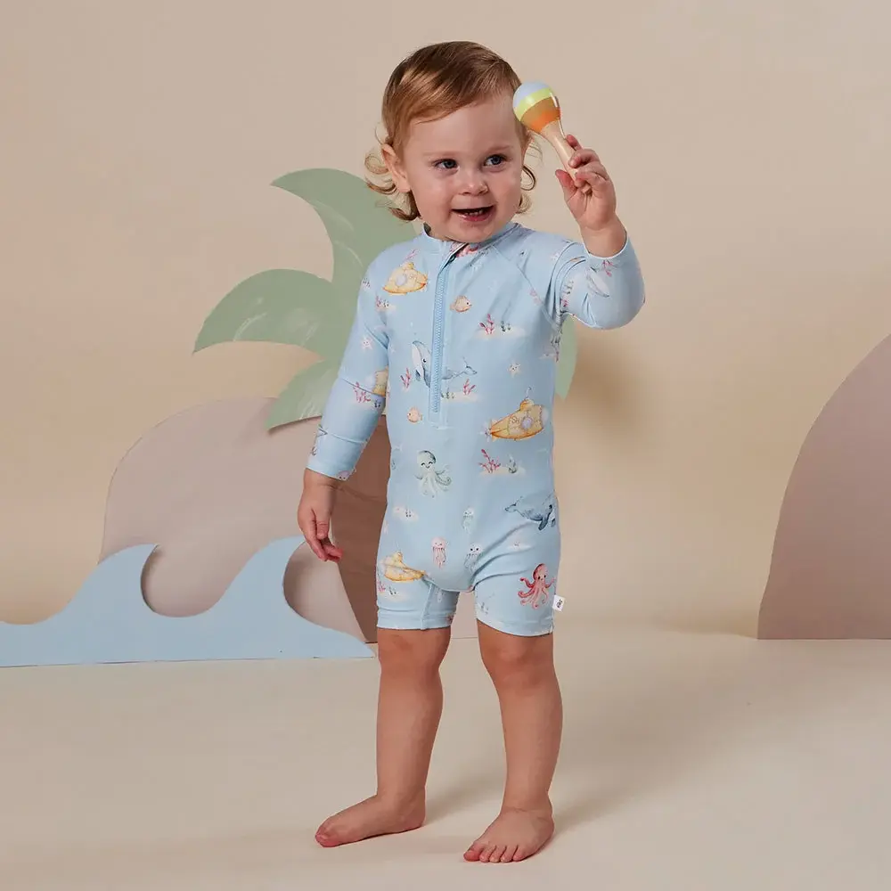 Snuggle Hunny Kids Snuggle Hunny Blue Little Subs Swim Shortie