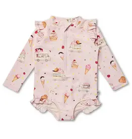 Snuggle Hunny Kids Snuggle Hunny Pink Ice Creams Frill Swimsuit