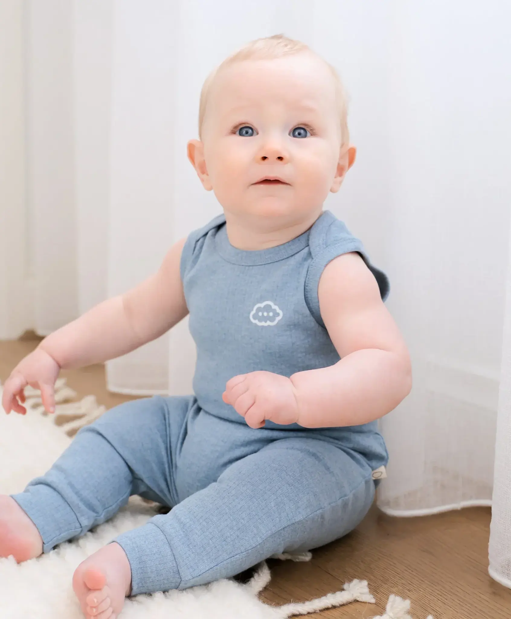Lummi in Colour Lummi in Colour Organic Cotton Singlet Bodysuit - Heather Blue