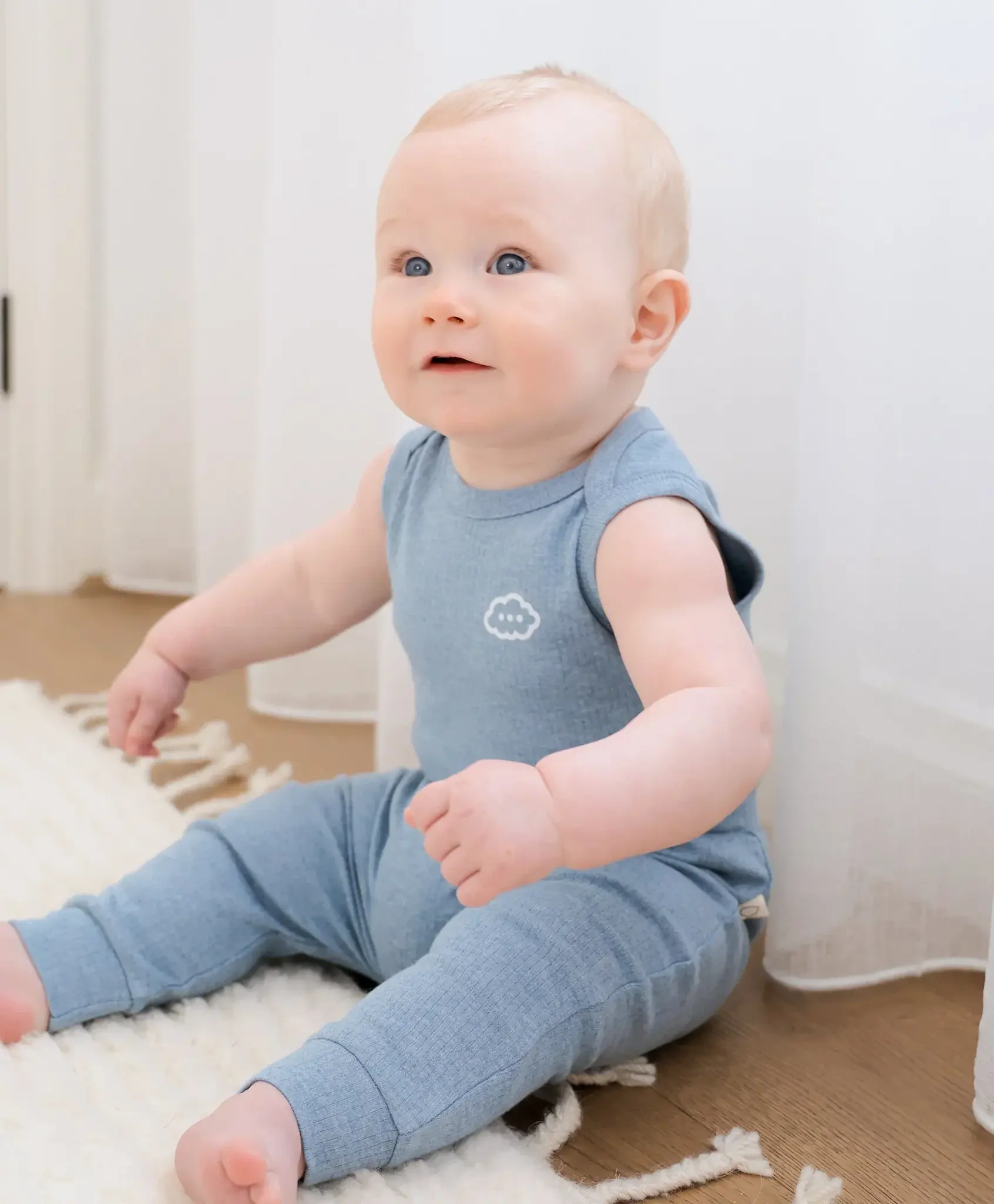 Lummi in Colour Lummi in Colour Organic Cotton Singlet Bodysuit - Heather Blue