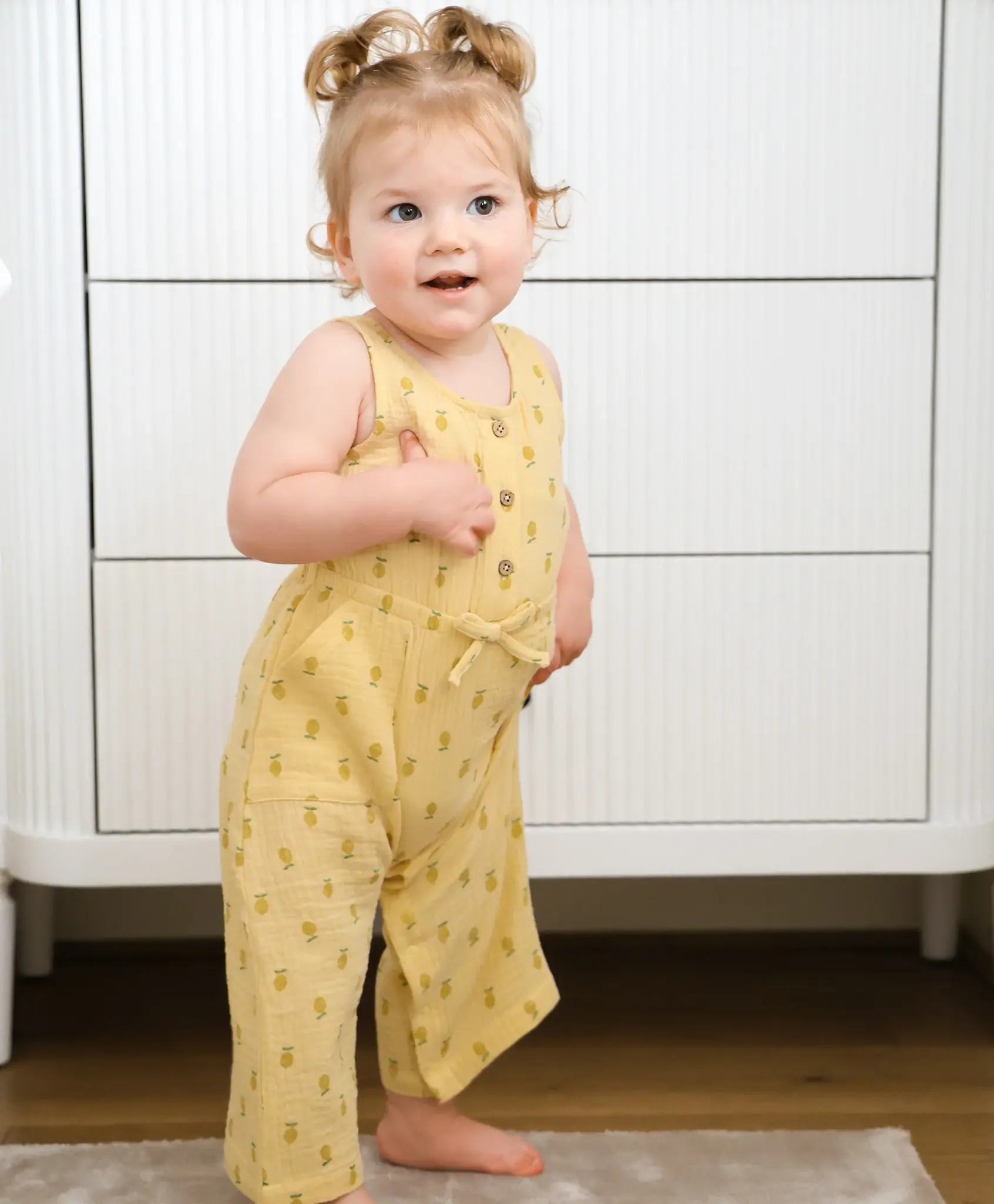 Lummi in Colour Lummi in Colour Organic Cotton Muslin Jumpsuit - Lemons