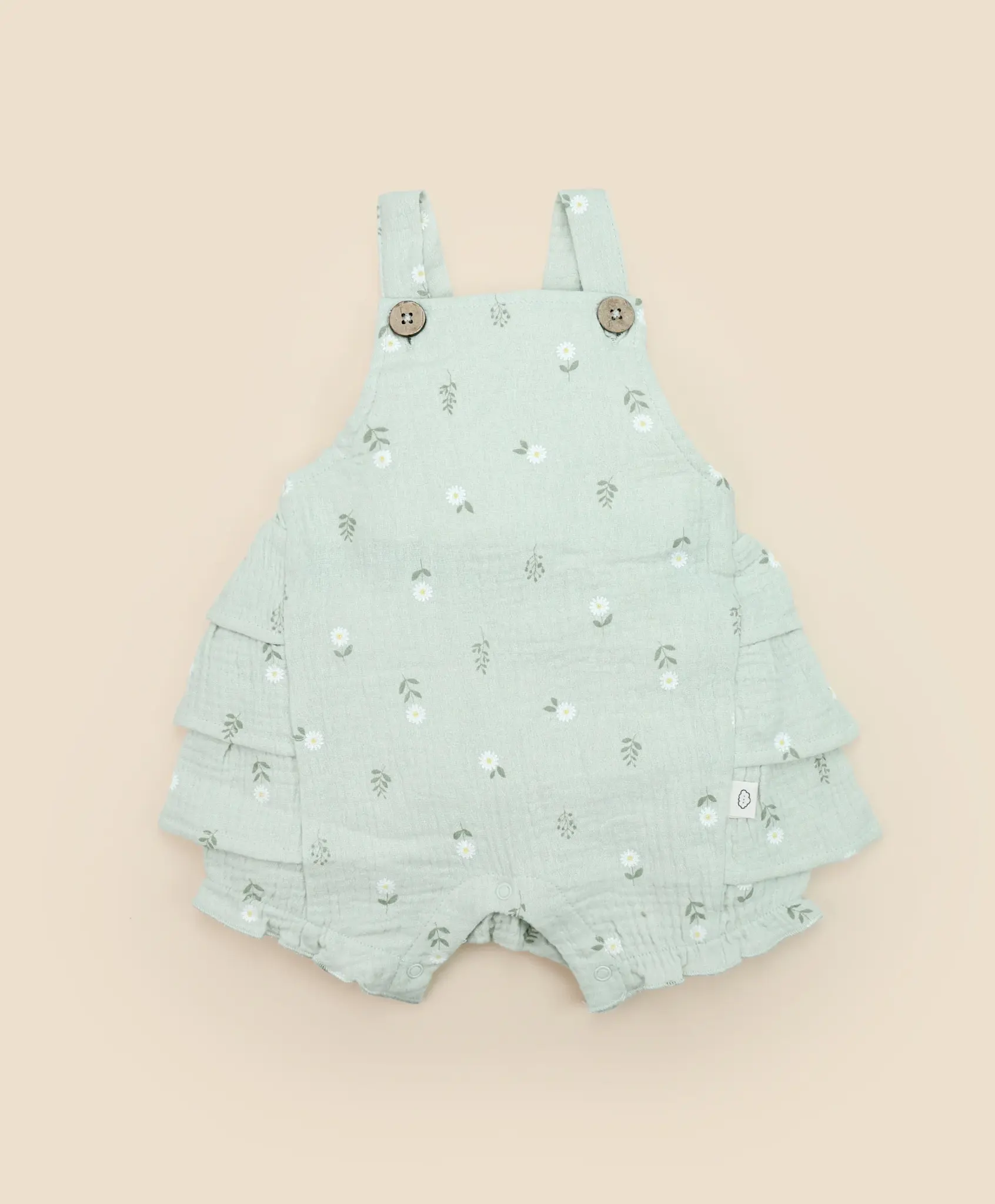 Lummi in Colour Lummi in Colour Organic Cotton Muslin Overall Romper - Daisy Green