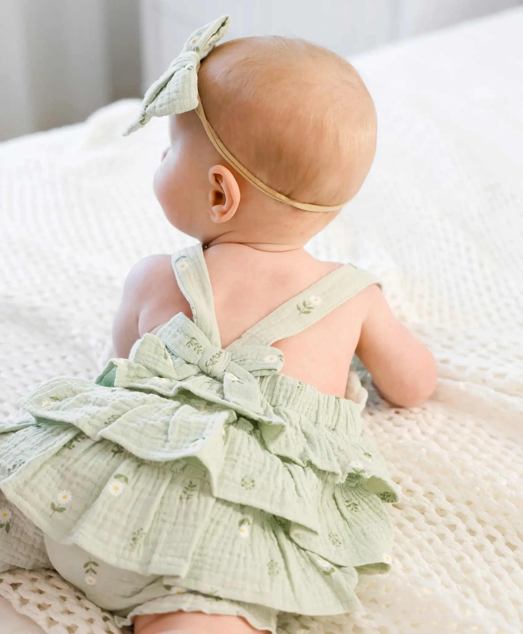 Lummi in Colour Lummi in Colour Organic Cotton Muslin Overall Romper - Daisy Green