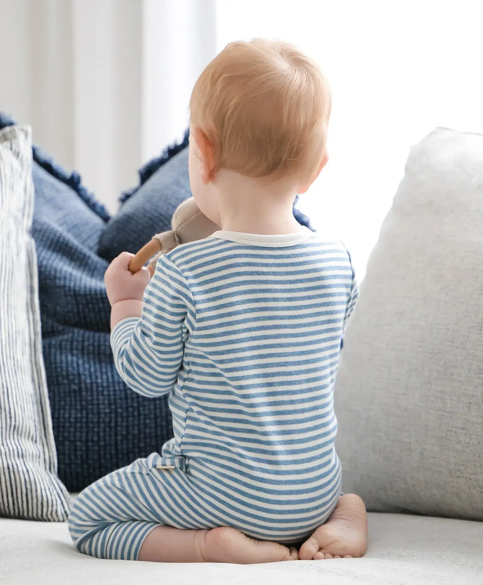 Lummi in Colour Lummi in Colour Organic Cotton Zip Growsuit - Blue Stripes