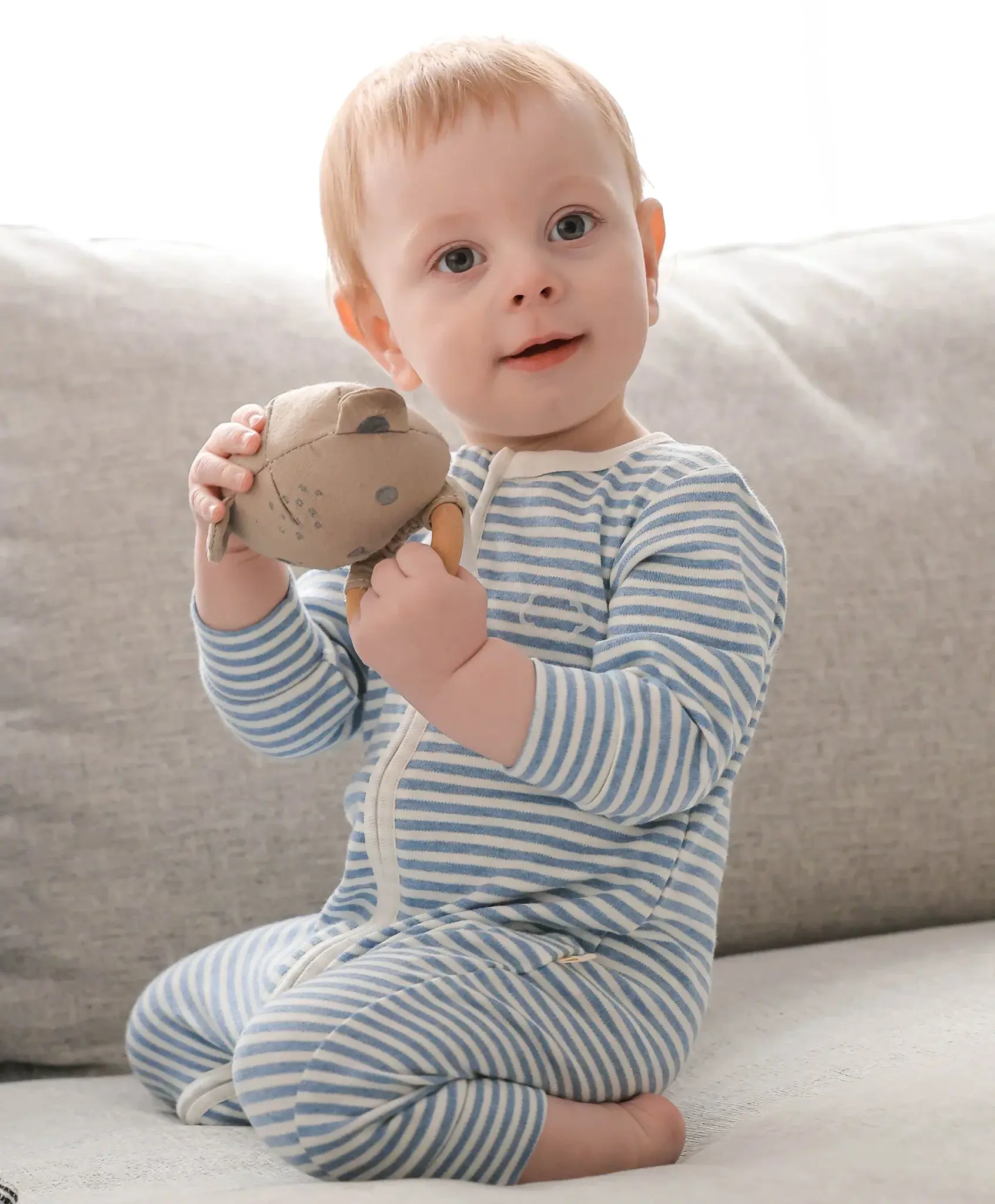 Lummi in Colour Lummi in Colour Organic Cotton Zip Growsuit - Blue Stripes